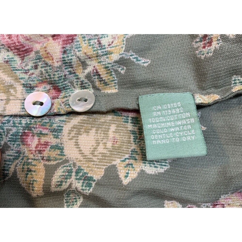 April Cornell Cotton Needlecord Corduroy Tie Waist Maxi Dress XL Floral Sage - Picture 5 of 9